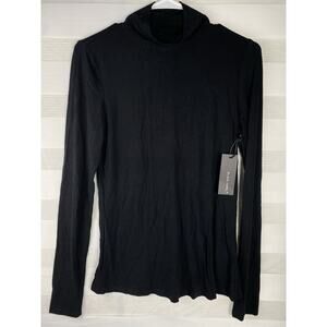 Black Tape Woman’s Small Black Mock Neck Long Sleeve Top Soft Viscose Shirt